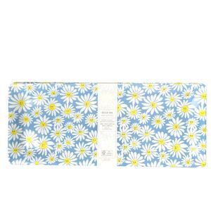 Set of 2 BELLA LUX Spring Blue Yellow Daisies 19x8 Melamine Serving Trays NEW